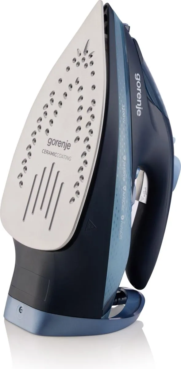 Заказать Утюг Gorenje, 3250Вт, 420мл, паровой удар -250гр, верт. отпаривание, антинакипь, автоотключение, керам. подошва, чорно-синій с доставкой