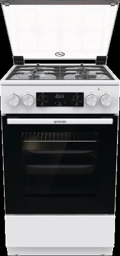 Плита Gorenje комби, 70л, 50x60см, дисплей, IconLed, чугун, белый