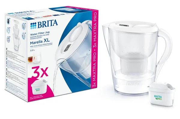 Фільтр-глечик Brita Marella XL Memo MXPro 3.5л (2л очищеної води) з фільтр-картриджем 3шт, білий