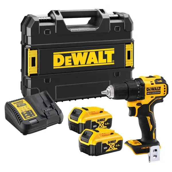 Шуруповерт-дрель аккумуляторная DeWALT XR Li-Ion 18В 2х5А·час 65Нм 0-450·0-1650об/мин кейс ЗП 1.1кг