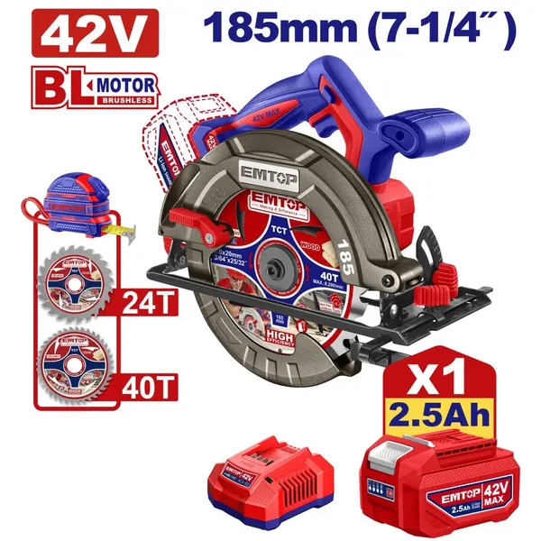 Пила дисковая аккумуляторная EMTOP ELCS4218511