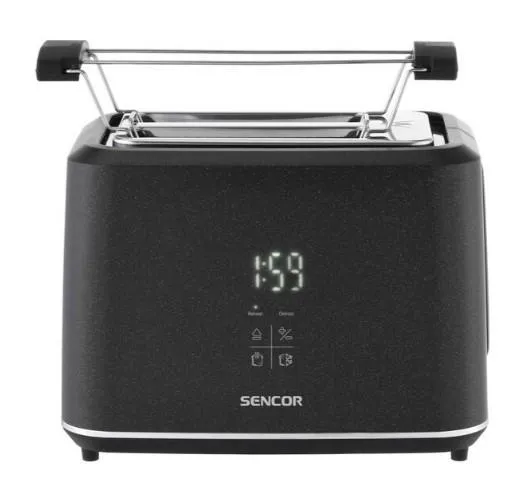 Тостер Sencor 1080Вт, подогрев, разморозка, сенс. управл., пластик, черный