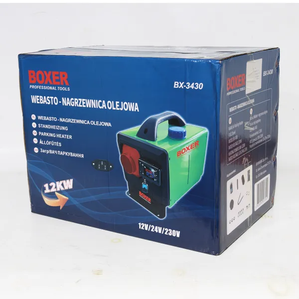 Купить Обогреватель на солярке 12/24/220В, 12 кВт Boxer BX-3431 с пультом Webasto дизельный обогреватель со скидкой