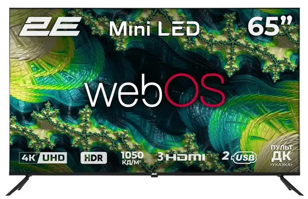 Телевізор 65" 2E MiniLED 4K 60Hz Smart WebOS Black