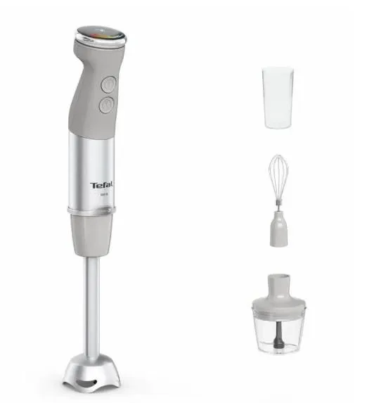 Блендер Tefal заглибний Quickchef+ 1000Вт, 3в1, чаша-800мл, чопер-500мл, турборежим, сріблясто-сірий