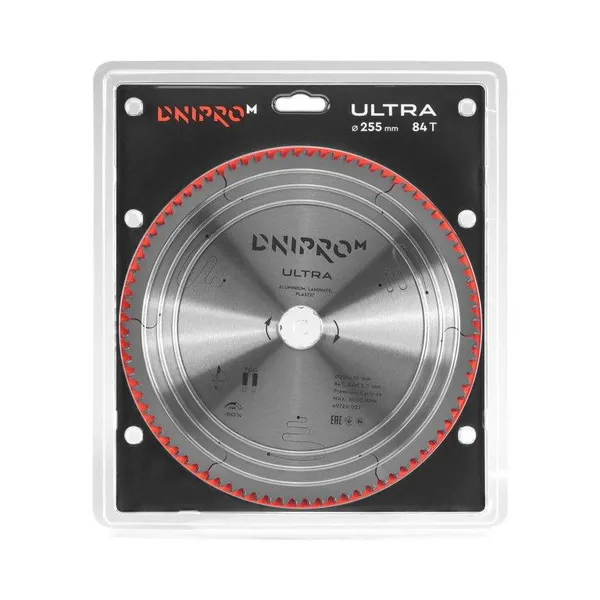 Пильный диск Dnipro-M ULTRA 255 мм 30 25.4 65Mn 84Т (алюм. ламин. пласт.) фото №2