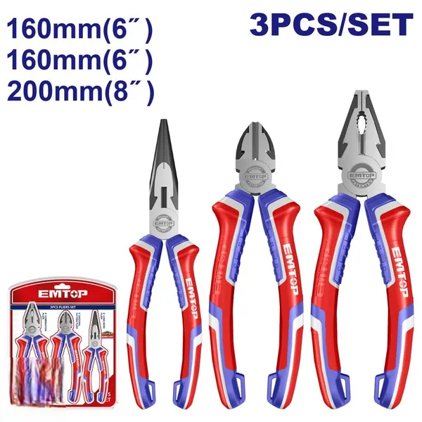Набор плоскогубцев EMTOP EPLS0311, 3 шт