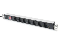 Устройство распределения электропитания DIGITUS 1U, 7xSchuko, 16A, 250V, выключатель, вилка Schuko фото