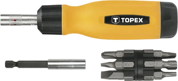 Викрутка TOPEX набір 14шт, бітотримач 1/4", 12 біт, SL,PH,PZ,Torx, сталь CrV