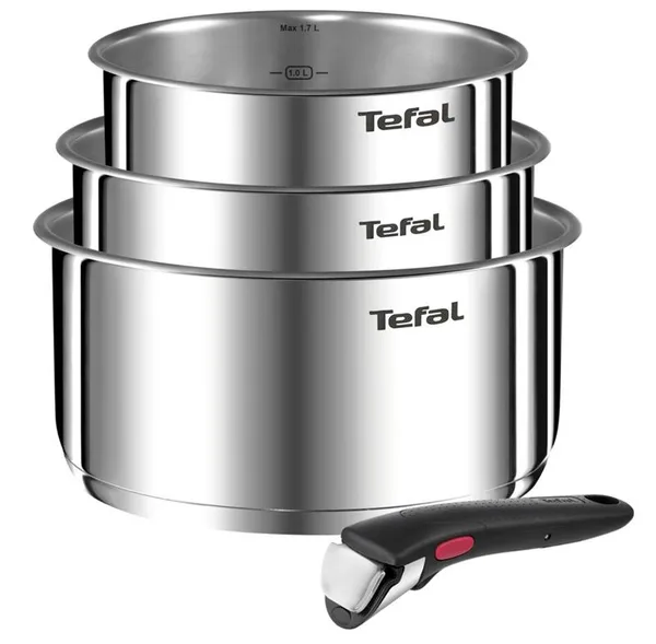 Набор посуды Tefal Ingenio Emotion, сменная ручка, 4 предмета, нержавеющая сталь, бакелит