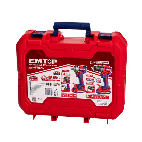 Купить Набор инструментов аккумуляторных EMTOP ECKL20275 (АКБ + ЗУ)