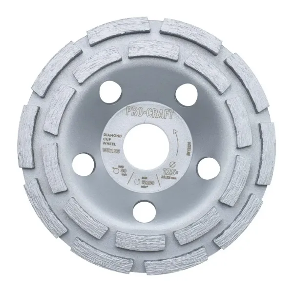 Шлифовальный круг по бетону 125×5.0×22.23 мм, двухрядный Procraft WR125