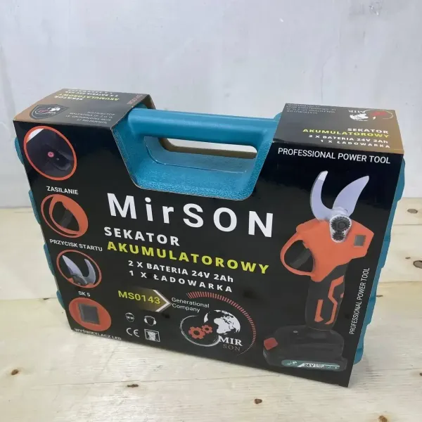 Купити Секатор акумуляторний з цифровим дисплеєм Mirson MS0143 в кейсі (24 В, 2 А·год) зі знижкою