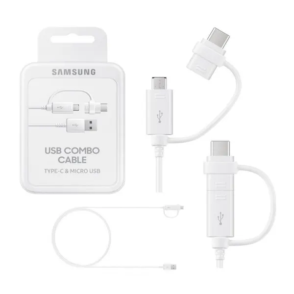 Кабель USB-A > USB-С/microUSB заряджання/синхронізації Samsung 1.5м, Type-C, білий