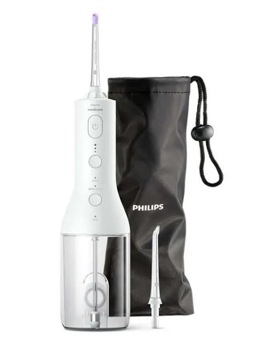 Ирригатор Philips Sonicare Cordless Power Flosser 3000 портативний, чаша 250 мл, чехол, 2 насадки , белый