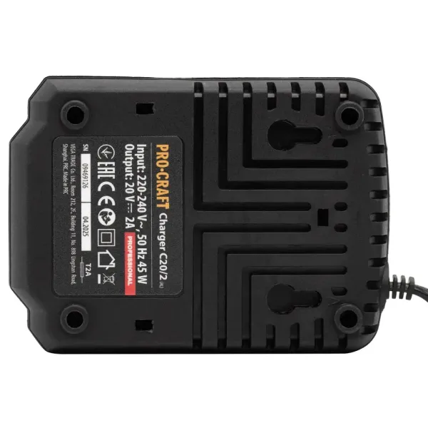 Купить Комплект аккумулятор 20 В, 4 А/ч, 2 шт и зарядное устройство Procraft PBC-set2 со скидкой