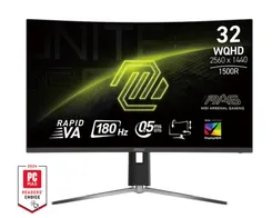 Монітор MSI 31.5" MAG 32CQ6PF 2xHDMI, DP, Audio, VA, 2560x1440, 180Hz, 0.5ms, sRGB 101%, CURVED, AdaptiveSync, HAS фото