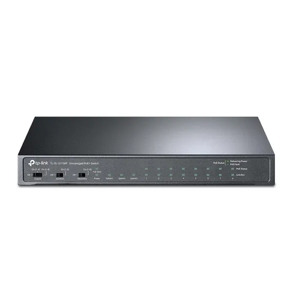 Коммутатор TP-LINK TL-SL1311MP 8x1FE (8xPoE), 2xGE, 1xSFP, 124Вт, Неуправляемый