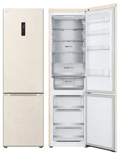 Холодильник LG с нижн. мороз., 203x60х68, холод.отд.-277л, мороз.отд.-110л, 2дв., E, NF, инв., диспл внешн., Fresh Сonverter, Metal Fresh, бежевый фото