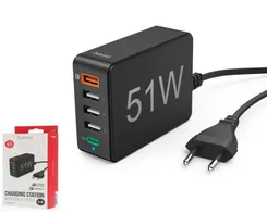 Зарядное устройство сетевое Hama 51Вт 4хUSB-А/1хUSB-С PD, QC, черный фото