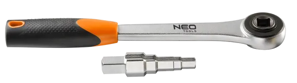 Ключ-тріскачка Neo Tools, 1/2", ступінчастий, для роз'ємних з'єднань, CrV