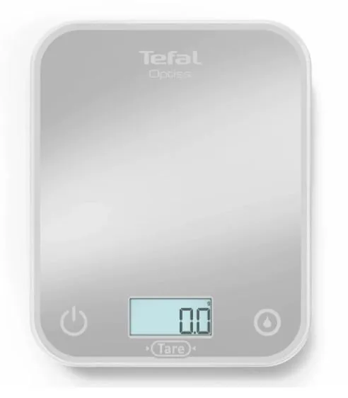 Весы Tefal кухонные Optiss, 5кг, AAAx2 в компл, стекло, серебро