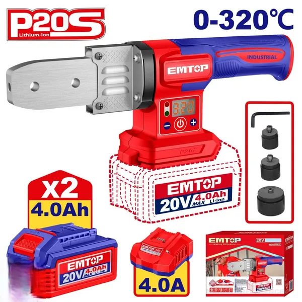 Паяльник для пластиковых труб аккумуляторный EMTOP ETWTL20182