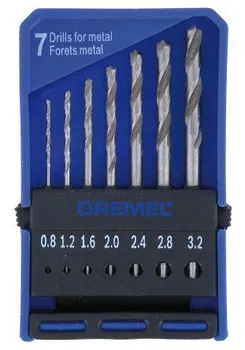 Набір свердел по металу Dremel 628, 7шт, HSS, 0.8-3мм, кейс фото