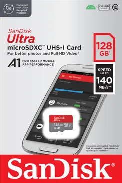 Карта пам'яті SanDisk microSD  128GB C10 UHS-I R140MB/s Ultra фото