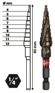 Свердло ступінчасте SHOCKWAVE Impact Duty MILWAUKEE, діаметр 4-12мм з кроком 1мм купить в Украине