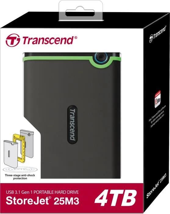 Портативний жорсткий диск Transcend 4TB USB 3.1 StoreJet 25M3 Сірий