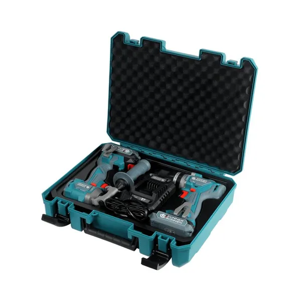 Набір із двох акумуляторних інструментів Konner&Sohnen KS IDISD 20V SET 2 20В дриль ударний, гвинтоверт, швидкий ЗП 2А акб 2х2А·год кейс 5кг ціна в Україні
