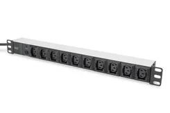 Устройство распределения электропитания DIGITUS 1U, 10xC13, 10A, 250V, предохранитель, вилка C14 фото