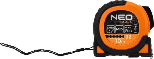 Рулетка Neo Tools Super Black, 10мx25мм, с фиксатором сматывания, магнит купить в Украине