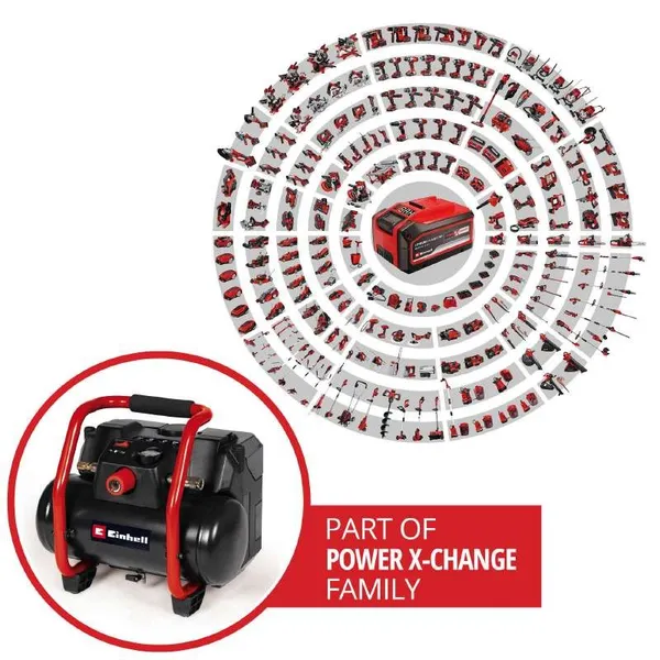 Компресор повітряний Einhell TE-AC 36/150, акумуляторний 18В PXC, 8бар, 150л/хв, бак 6л, 9.2кг, (без АКБ та ЗП) з доставкою