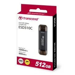 Портативний SSD Transcend  512GB USB 3.1 Gen 2 Type-A + Type-C ESD310 Чорний фото