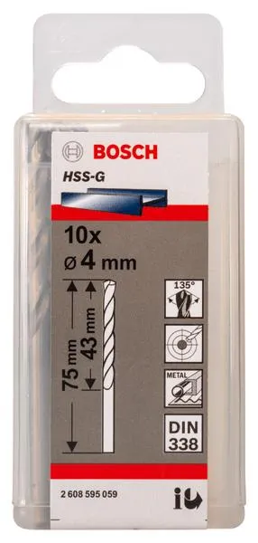 Свердло по металу Bosch HSS-G 4 мм., 10 шт.
