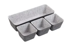 Набор контейнеров ARDESTO Prestigio 4 предмета, 38.5x13.5x9cm/12x12x8.5см, фетр, серый фото