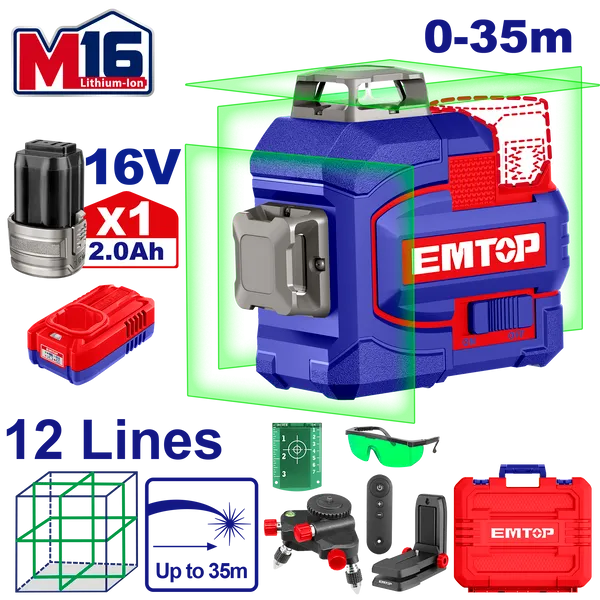 Лазерный нивелир EMTOP ESLE12301 (АКБ + ЗУ)