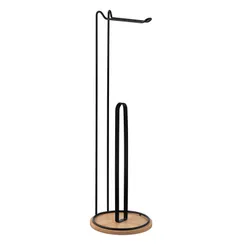 Держатель для туалетной бумаги ARDESTO Minimalism 16.5х16.5х55см, металл, бамбук, черный фото