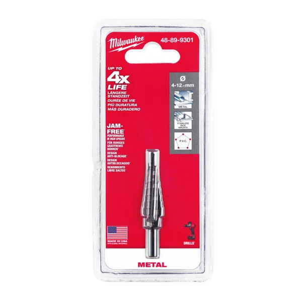 Свердло ступінчасте Step Drill MILWAUKEE, діаметр 4-12мм з кроком 1мм цена в Украине