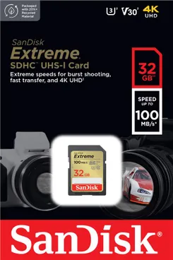 Карта пам'яті SanDisk SD   32GB C10 UHS-I U3 R100/W60MB/s Extreme V30 фото