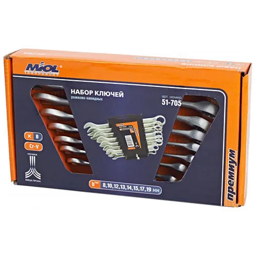 Набор ключей рожково-накидных 8 ед. MIOL 51-705 цена в Украине
