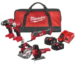 Набір інструмента акумуляторного MILWAUKEE M18 BLCPP5A-502B (BLDDRC, BLIDRC, FCS552, FMT, FJBS, заряд. пристр., 2 акум. Х 5 Аг) фото