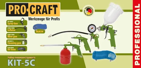 Купить Набор пневмоинструментов 5 шт Proсraft KIT-5C для компрессора со скидкой