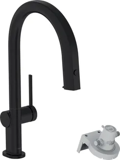 Смеситель для кухни Hansgrohe Aqittura M91, дл.излива - 240мм, вытяжной, 1 рычаг, FilterSystem 210, черный матовый фото