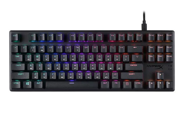 Клавіатура механічна HyperX Alloy Origins Core PBT 87key, Red, USB-A, EN/UA, RGB, чорний