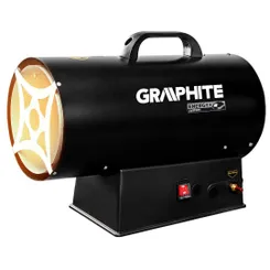 Тепловая пушка газовая GRAPHITE, аккумуляторная 18В, 30кВт, 200м кв., 500м куб/ч, IP24, чёрный фото