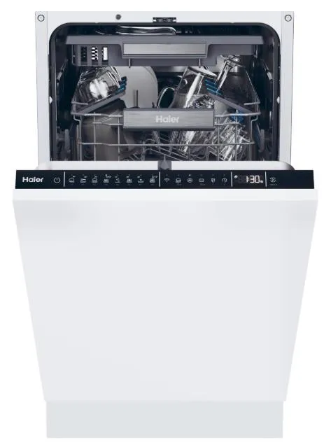 Посудомийна машина Haier вбудована, 10компл., A+++, 45см, дисплей, інвертор, 3й кошик, білий