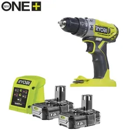 Шуруповерт-дрель ударный аккумуляторный Ryobi ONE+ R18PD2-215G 18В 2х1.5А·ч ЗУ 40Нм 400·1350об·мин 1кг фото